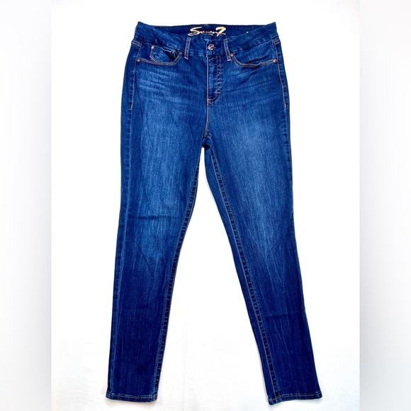 Seven7 Tummyless high rise skinny jeans denim size 12 dark wash stretch slimming - Picture 1 of 10